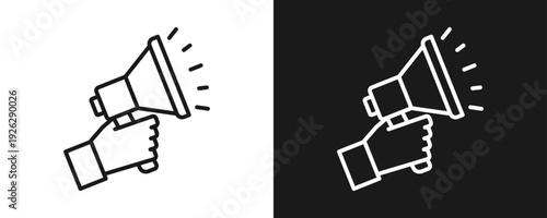Loud Speaker Icon Set Outline In White And Black Background