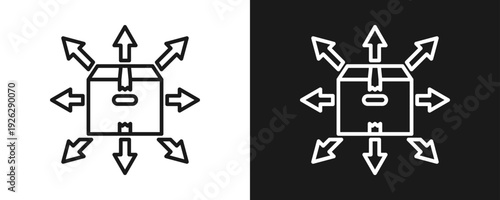 Distribution Icon Set Outline In White And Black Background