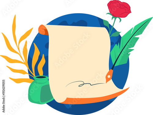 Poetry Scroll and Quill Frame