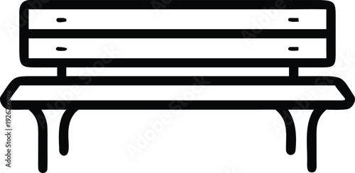 Black park bench line art icon seat simple