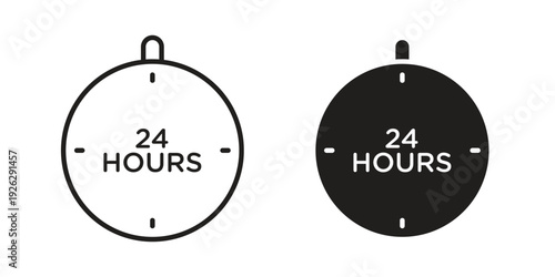 24 Hrs icon elements. A modern flat and line icons set