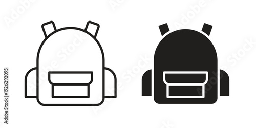 Backpack icon elements. A modern flat and line icons set