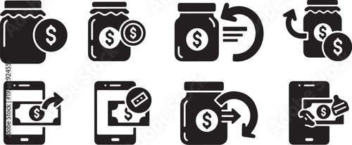 Financial icons for money and banking transactions online