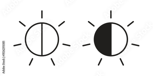 Brightness icon elements. A modern flat and line icons set