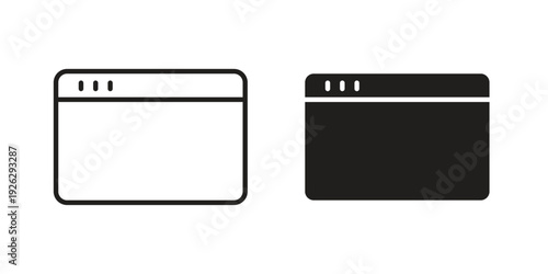 Browser window icon elements. A modern flat and line icons set
