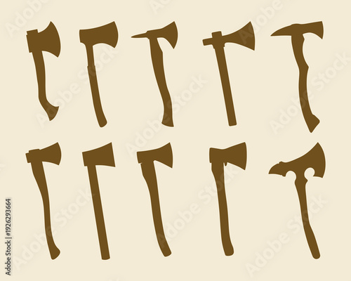 set of axe silhouette vector.eps