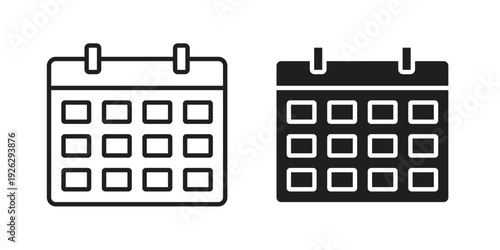 Calendar icon elements. A modern flat and line icons set