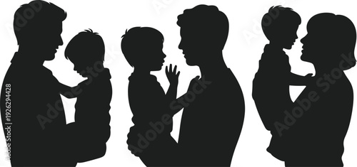 Parent and child silhouette vector illustration, family connection, love, care, parenting, emotional bond, lifestyle design for posters, banners, and community projects