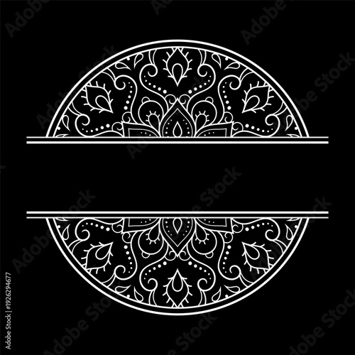 Frame in eastern tradition. Stylized with henna tattoos decorative pattern for decorating covers for book, notebook, casket, magazine, postcard and folder. Flower border in mehndi style.