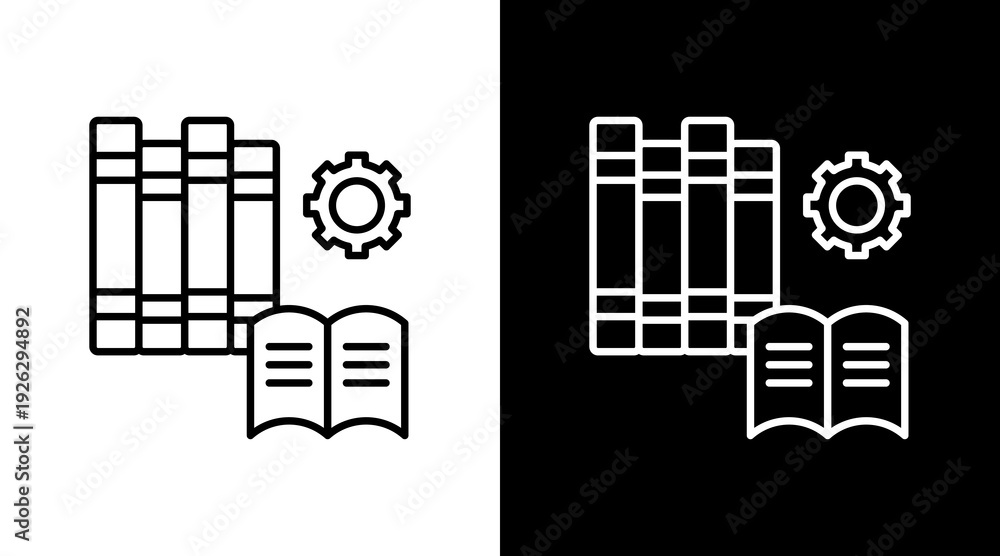 Obraz premium Education Services Outline White Icon Set Design