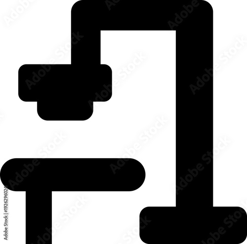 Xray machine medical equipment icon in black flat style featuring radiology, scanner, imaging, diagnostic, hospital technology and healthcare synonym elements for clinic desi