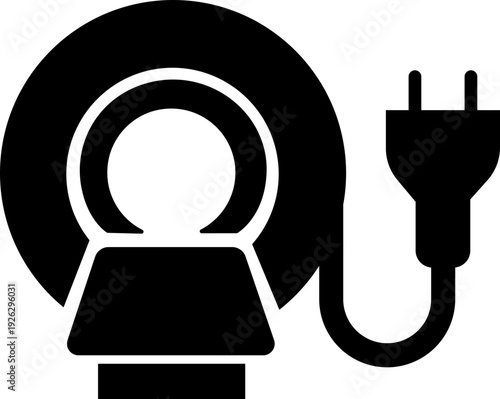 Xray machine medical equipment icon in black flat style featuring radiology, scanner, imaging, diagnostic, hospital technology and healthcare synonym elements for clinic desi
