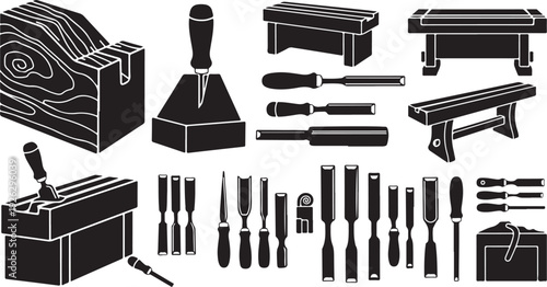 Woodworking tools and equipment for carpentry and crafting projects