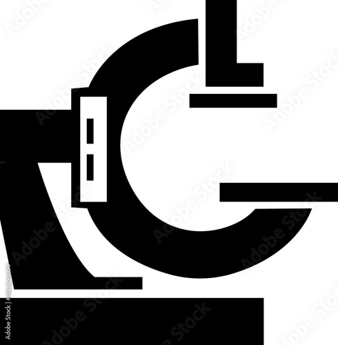 Xray machine medical equipment icon in black flat style featuring radiology, scanner, imaging, diagnostic, hospital technology and healthcare synonym elements for clinic desi