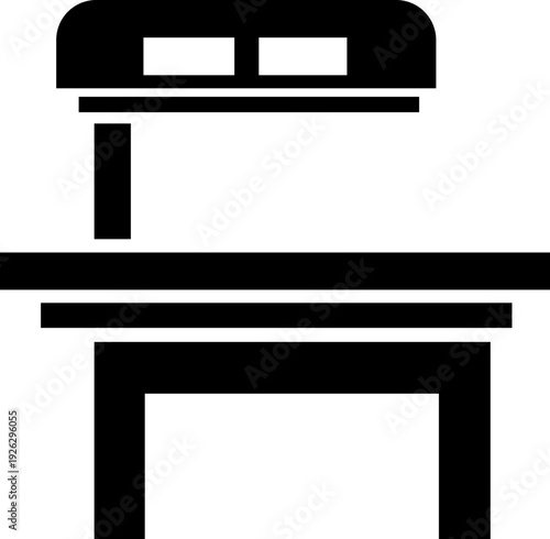 Xray machine medical equipment icon in black flat style featuring radiology, scanner, imaging, diagnostic, hospital technology and healthcare synonym elements for clinic desi