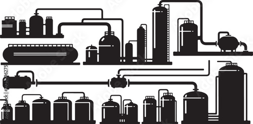 Black and white illustration of various portable shelters and containers