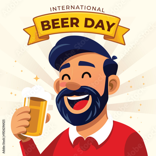 Vector illustration of international beer day social media template