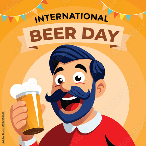 Vector illustration of international beer day social media template