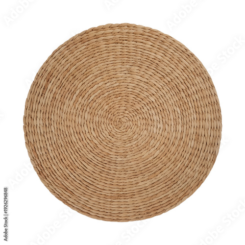 Handcrafted Round Jute Rug Transparent Background Home Decor