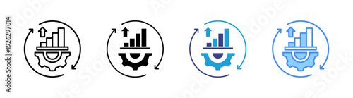 Continuous Improvement icon set multiple style collection