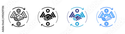 Collaboration icon set multiple style collection