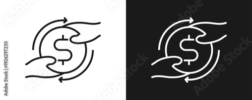 Bild auf Leinwand Transaction Icon Set Outline In White And Black Background