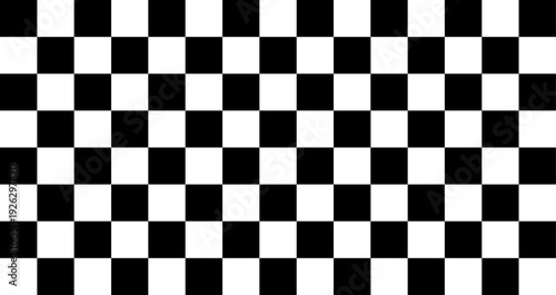 Black and white checker pattern vector illustration. Abstract checkered chessboard or checkerboard for game, grid with geometric square shape, race or rally flag.