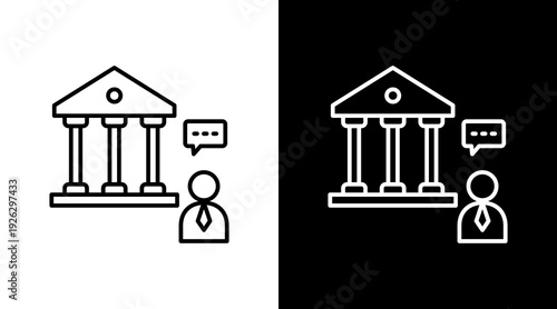 Politics Outline White Icon Set Design