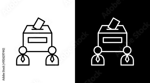 Democracy Vote Outline White Icon Set Design