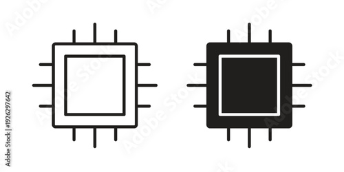 CPU icon elements. A modern flat and line icons set