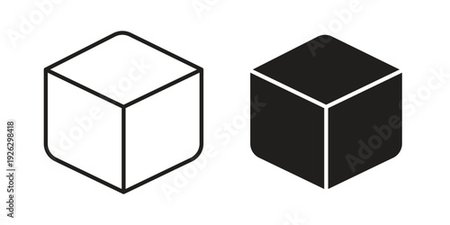 Cube icon elements. A modern flat and line icons set