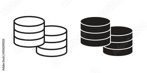 Database icon elements. A modern flat and line icons set