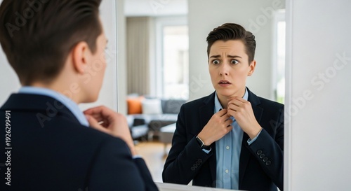 Wallpaper Mural Feeling Nervous Young Adult Checking Appearance Before Important Social Meeting Torontodigital.ca