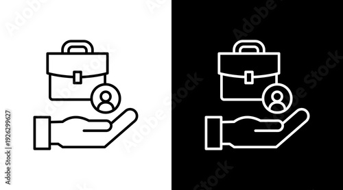 Employee Support Outline White Icon Set Design