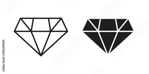 Diamond icon elements. A modern flat and line icons set