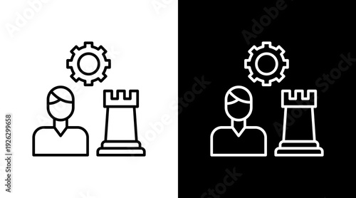 People Strategy Outline White Icon Set Design