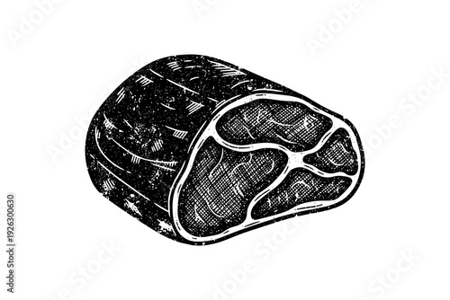 Vintage style engraved beef cut on white background