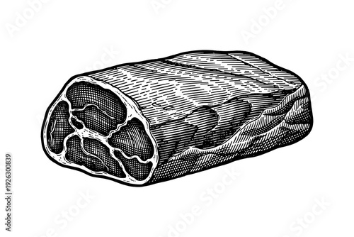 Vintage engraved meat cut graphic featuring detailed texture and classic style