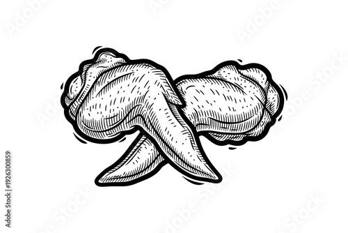 Vintage engraved style ice cream cones crossed on white background