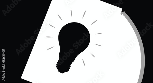 a single, stylized lightbulb shape with a gentle, radiating glow, positioned slightly off-center,” “soft, diffused light,” “minimalist design, high contrast, no colors other than black and white