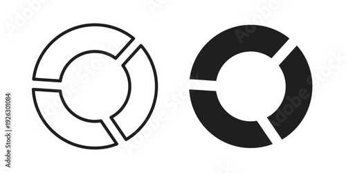 Donut chart icon elements. A modern flat and line icons set