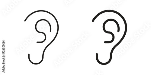 Ear icon elements. A modern flat and line icons set
