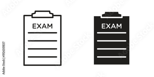 Exam icon elements. A modern flat and line icons set