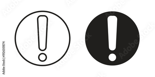 Exclamation button icon elements. A modern flat and line icons set