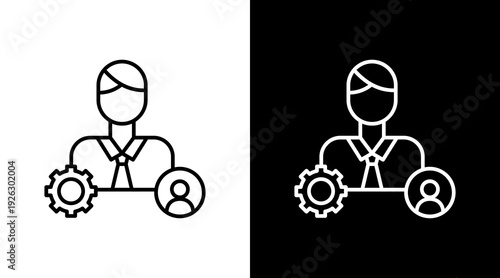 General Manager Outline White Icon Set Design