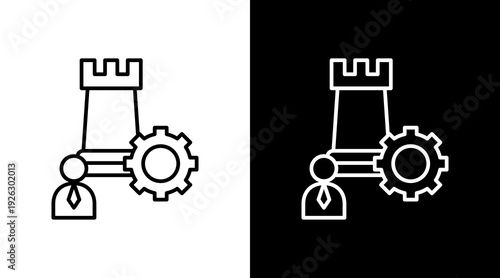 Strategy Manager Outline White Icon Set Design