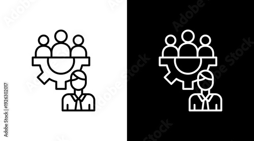 Hr Manager Outline White Icon Set Design