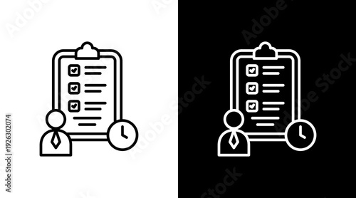 Manager Planning Outline White Icon Set Design