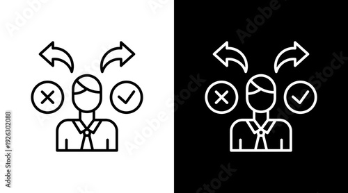 Manager Decision Making Outline White Icon Set Design