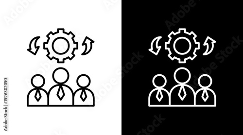 Manager Workflow Outline White Icon Set Design